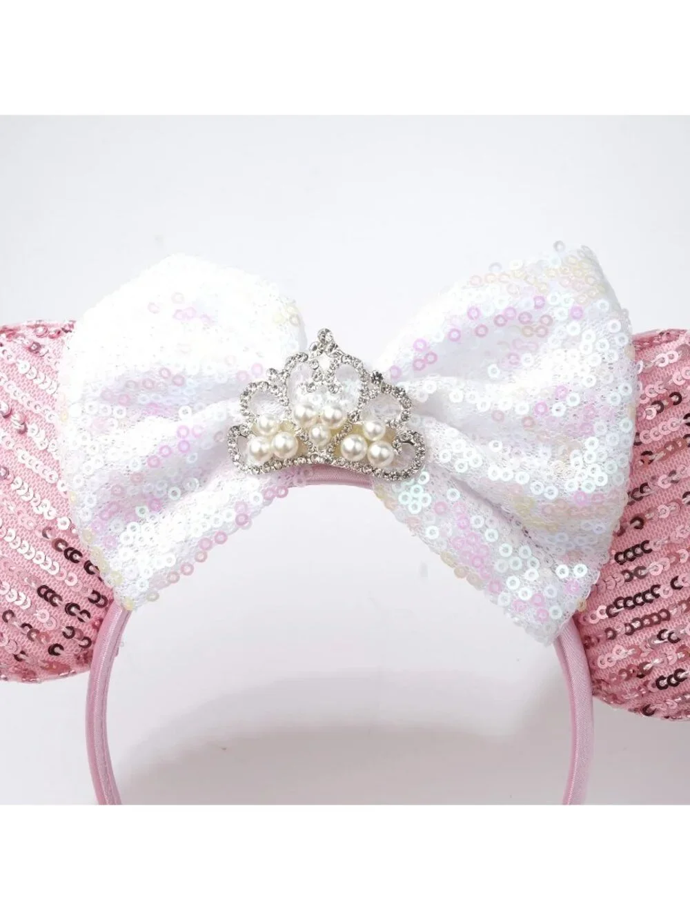 Women Pink Shiny Bow Mickey Mouse Hair Headband For Cosplay